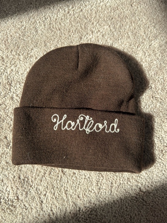 Hartford Other - Hartford Brown Knit Cuffed Beanie with White Script
